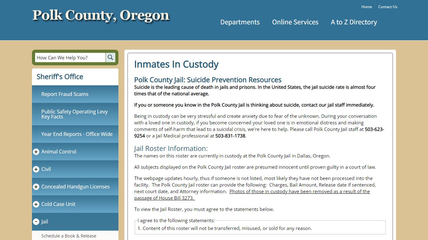 Inmates In Custody | Polk County Oregon Official Website