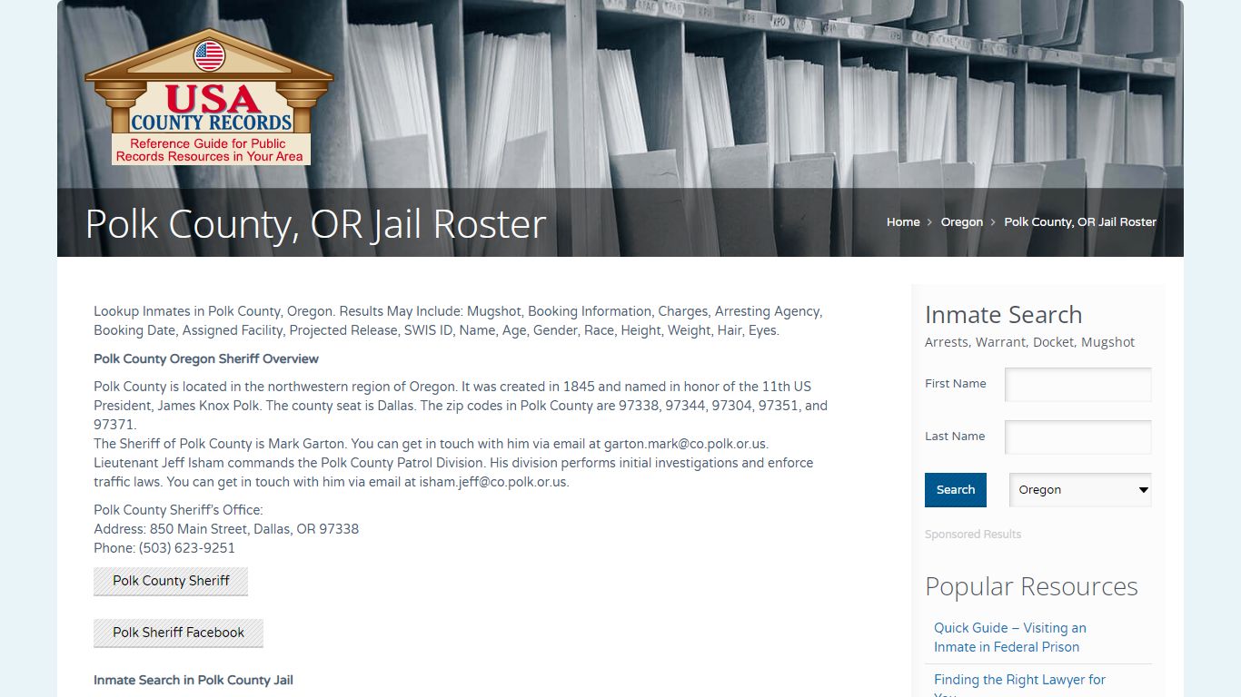 Polk County, OR Jail Roster | Name Search