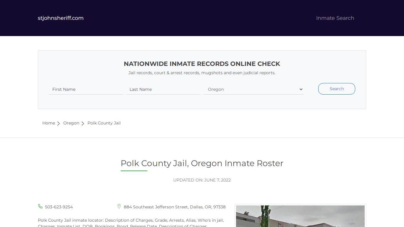 Polk County Jail, Oregon Inmate Roster